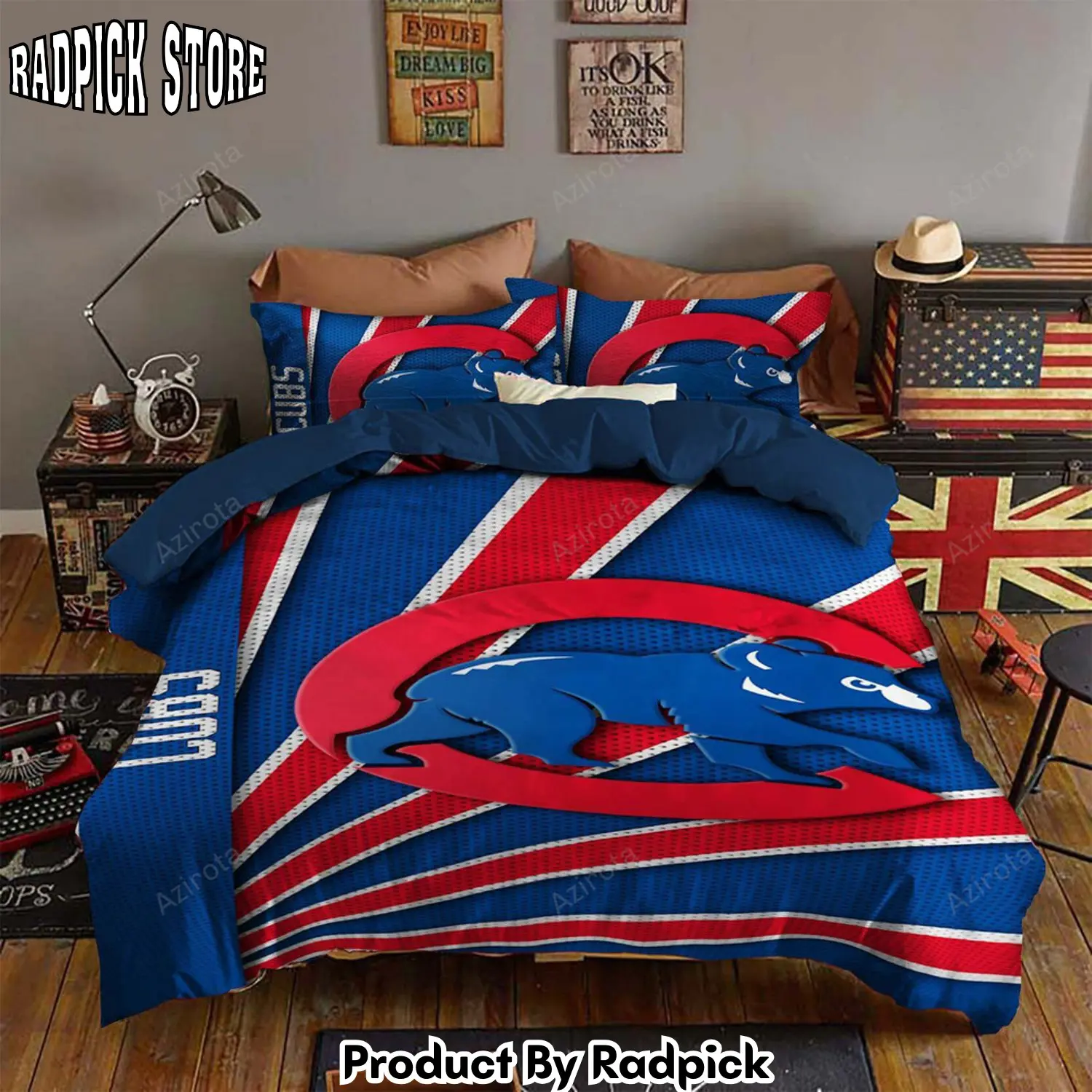 Radpick v6 chicago cubs bedding set sleepy duvet cover pillow rp327553